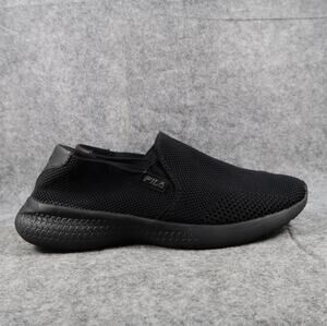 Fila Shoes Womens 9.5 Casual Slip On Sneaker Black Knit Comfort Walking Loafer